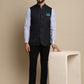 Even Apparels Men's Blue Mandarin Collar Waistcoat | Swadesiicart