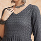 InWeave Women's Grey Chikankari Long Anarkali Kurta Sharara Set - Swadesiicart