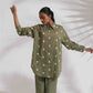 trueBrowns Olive Green Cotton Floral Embroidered Co-ord Set - Swadesiicart