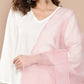 InWeave Women's Cream Straight Kurta Set W Pink White Print Organza Dupatta - Swadesiicart