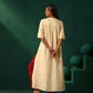 trueBrowns Ivory Geometric Floral Viscose Silk High Low Kurta Pant Set | Swadesiicart