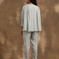 trueBrowns Grey Lehariya Printed Silk Co-Ord Set - Swadesiicart