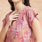 InWeave Women's Pink Coral Floral Print A Line Dress - Swadesiicart