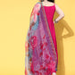 InWeave Strappy Set In Fuchsia With Blue Fuchsia Organza Dupatta - Swadesiicart