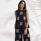 trueBrowns Black Cotton Print Top & Flared Pants Co-ord Set - Swadesiicart