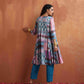 trueBrowns Blue Print Flared Anarkali Kurta Co-ord Set - Swadesiicart