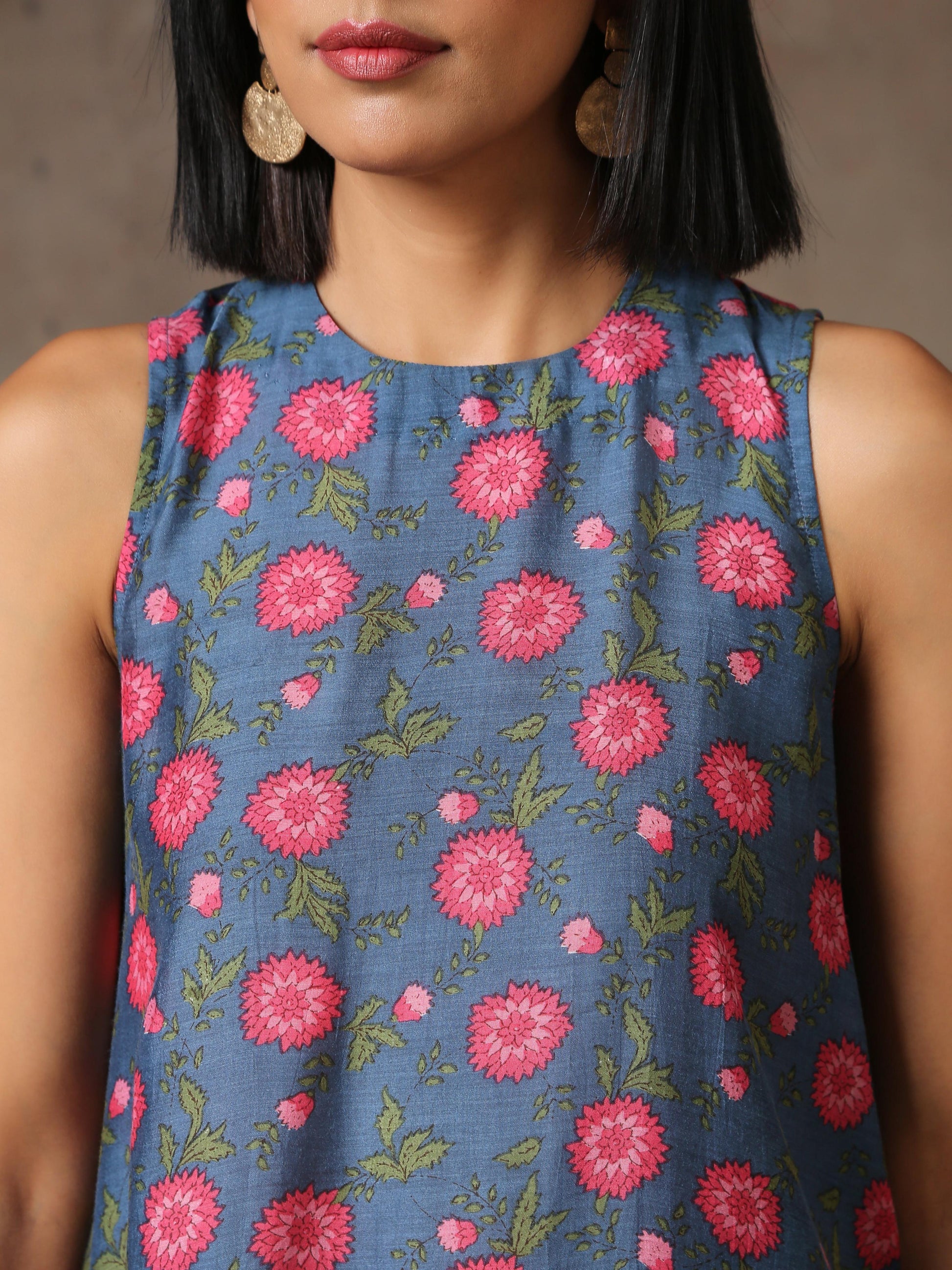 trueBrowns Blue Pink Printed Silk Co-Ord Set - Swadesiicart