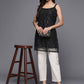 Ahalyaa Woman Silver Foil Printed Shoulder Straps Net Tunic | Swadesiicart