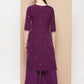 Ahalyaa Women Floral Yoke Design Regular Kurta with Palazzos | Swadesiicart
