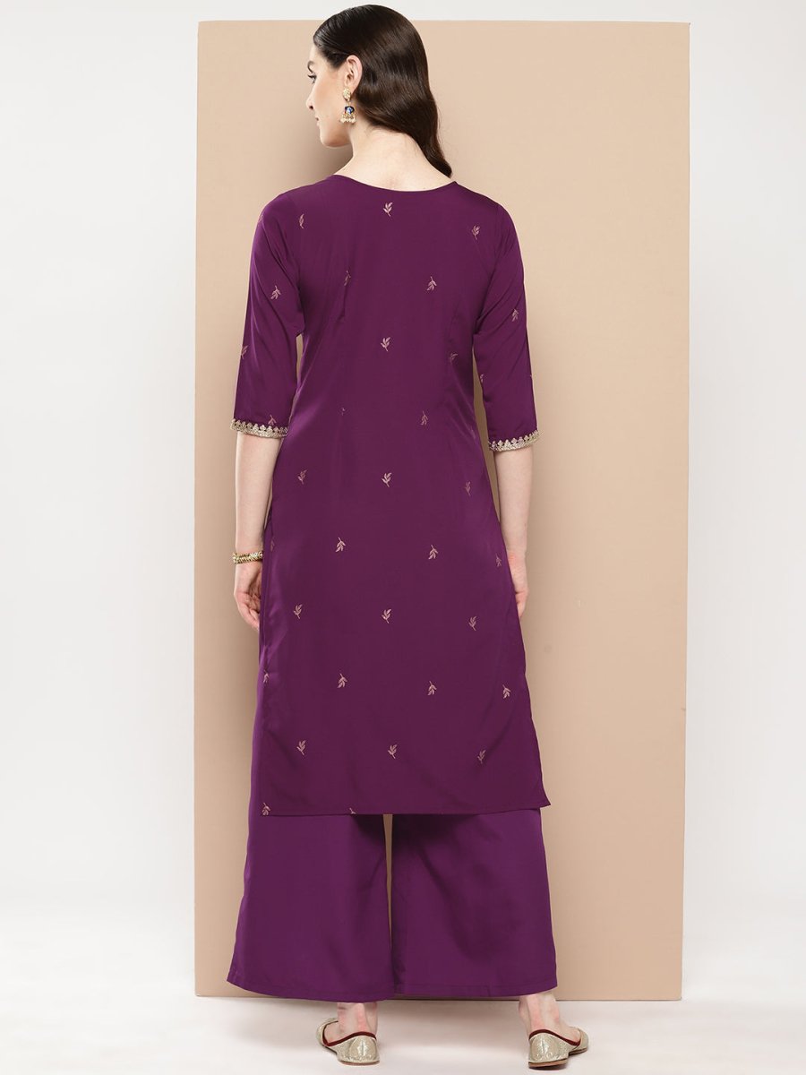 Ahalyaa Women Floral Yoke Design Regular Kurta with Palazzos | Swadesiicart