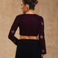 trueBrowns Wine Velvet Embroidered Blouse | Swadesiicart