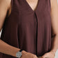 trueBrowns Cola Brown Sleeveless Flared Kurta Pant Set | Swadesiicart