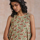 trueBrowns Beige Overall Brown Floral Block Print Cotton High-Low Co-Ord Set - Swadesiicart