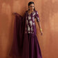 trueBrowns Purple Metallic Sharara Dupatta Set | Swadesiicart