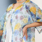 InWeave Women's Cream Strappy With Blue Floral Print Cape - Swadesiicart