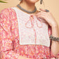 InWeave Women's Dusty Pink Paisley Patch Straight Kurta - Swadesiicart