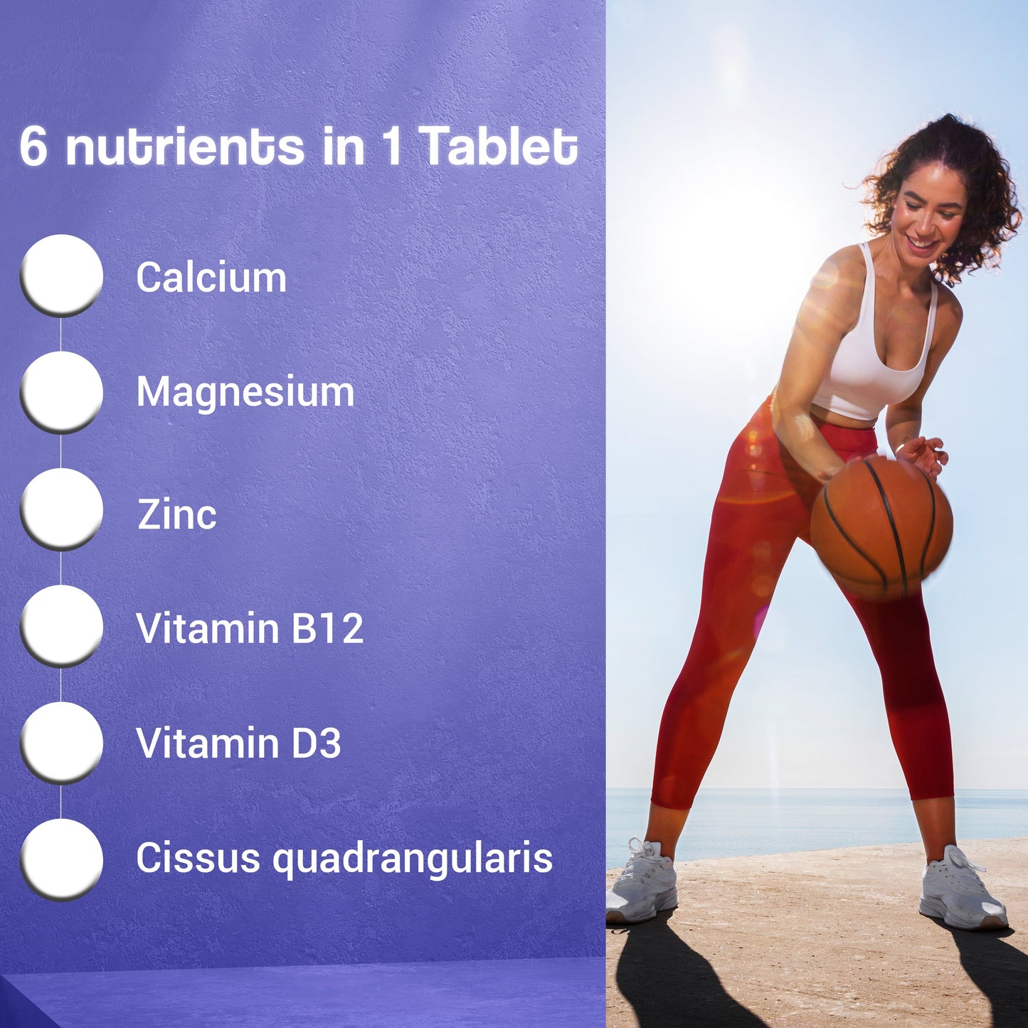 Health Veda Organics Calcium Magnesium & Zinc Vitamin D3 & B12 Tablets - Swadesiicart