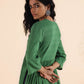 trueBrowns Green Cotton Dobby Flared Kurta Pant Set | Swadesiicart