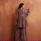 trueBrowns Brown Print Sharara Set | Swadesiicart