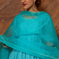 Pomcha Jaipur Bandhej Blue Cotton Anarkali Set | Swadesiicart