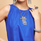 InWeave Women's Ink Blue Short Kurta Palazzo Set - Swadesiicart