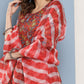 InWeave Women's Red Floral Print Tiered Dress With Lace With Red Leh Dupatta - Swadesiicart
