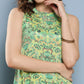 InWeave Women's Green Pastel Print Halter Kurta Set - Swadesiicart