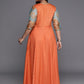 Ahalyaa Plus Size V-Neck Maxi Ethnic Dress | Swadesiicart