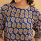 InWeave Women's Ink Blue Small Paisley Kalamkari Top - Swadesiicart