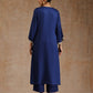 trueBrowns Midnight Blue Modal Satin Relax Kurta Set | Swadesiicart