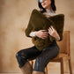 InWeave Women's Mehandi Green Long Faux Fur Cape - Swadesiicart