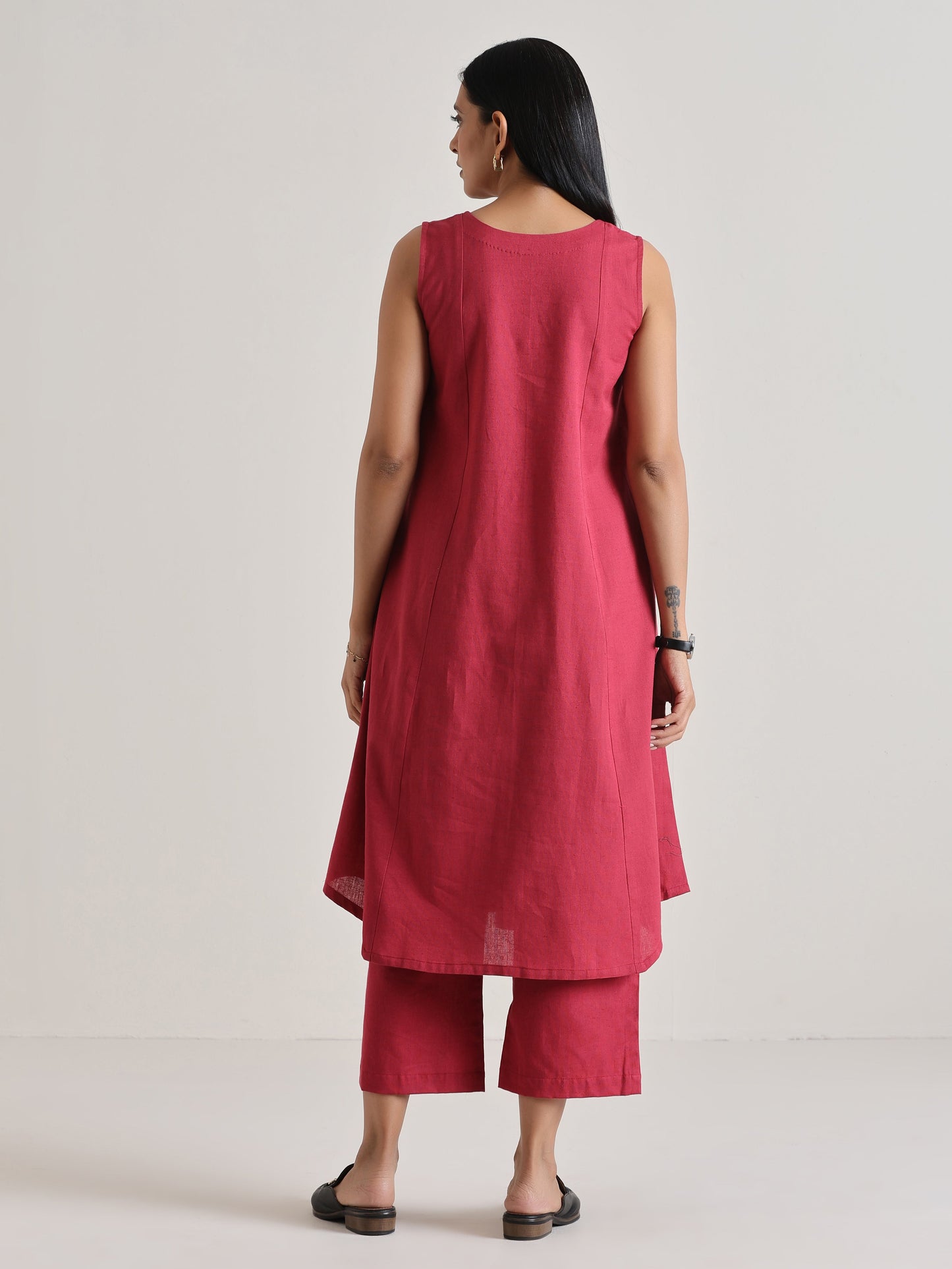 trueBrowns Honey Red Panelled Co-ord Set - Swadesiicart
