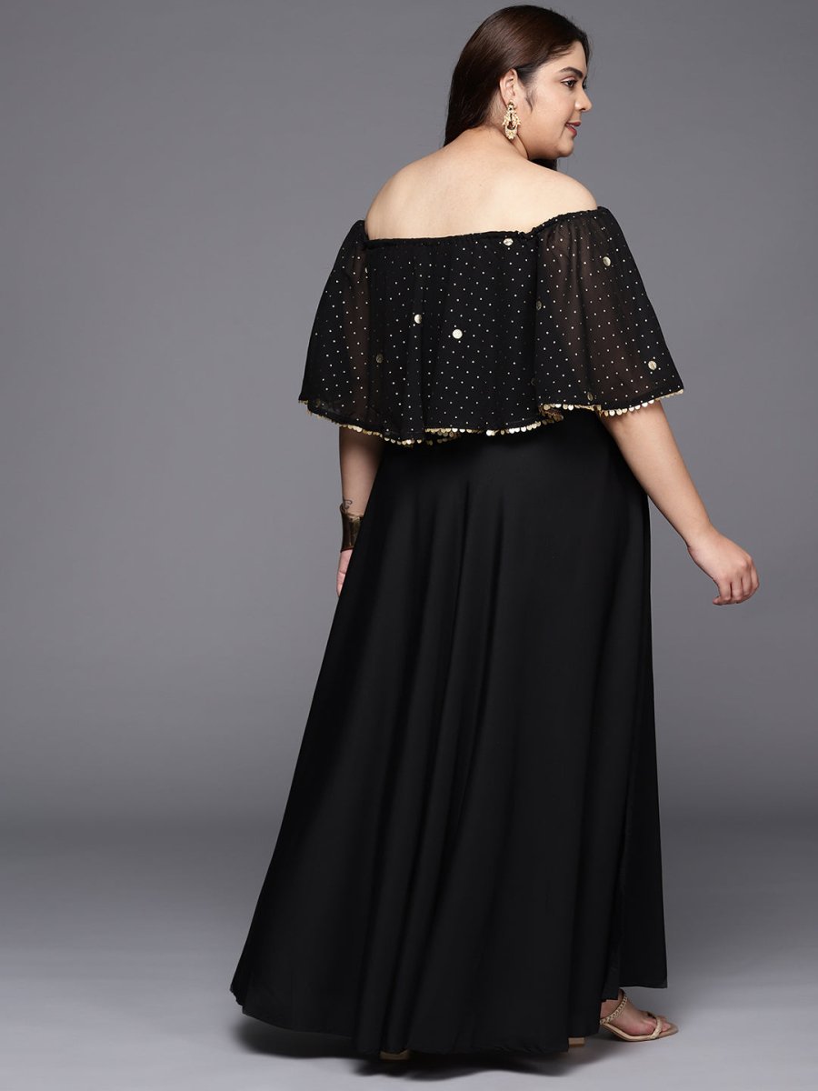 Ahalyaa Plus Size Off-Shoulder Maxi Ethnic Dress | Swadesiicart
