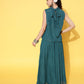 InWeave Women's Teal Lurex Top With Flared Pallazo - Swadesiicart