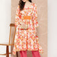 Ahalyaa Women Floral Printed Flared Sleeves Gotta Patti Crepe Kaftan Kurta | Swadesiicart