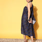InWeave Women's Indigo Boota Print One Shoulder Kaftan Dress - Swadesiicart