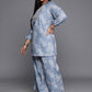 Ahalyaa Plus Size Floral Print Zari Ethnic Tunic with Palazzos | Swadesiicart