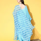 InWeave Women's Sky Blue Mirror Work One Shoulder Kurta Set With Dupatta - Swadesiicart