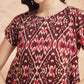 InWeave Women's Wine Ikkat Print A Line Dress - Swadesiicart