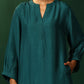 trueBrowns Teal Silk Relaxed Placket Co-ord Set - Swadesiicart