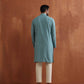 trueBrowns Men's Green Textured Cotton Dobby Kurta | Swadesiicart