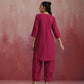 trueBrowns Magenta Cotton Kurta Co-ord set - Swadesiicart