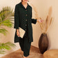 InWeave Women's Forest Green Collared Front Button Blazer Kurta Pant Set - Swadesiicart