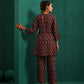 trueBrowns Black Diamond Muslin Silk Printed Relaxed Co-ord Set - Swadesiicart