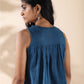 trueBrowns Blue Cotton Dobby Flared Co-ord Set - Swadesiicart