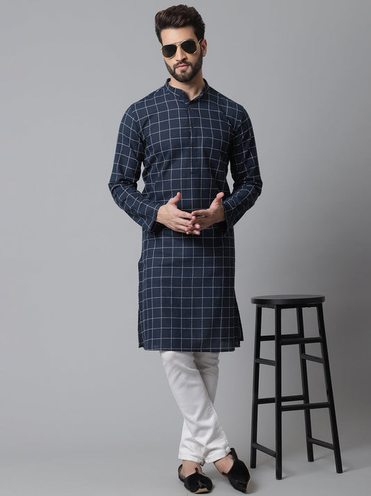Even Apparels Blue Solid Kurta With Band Collar | Swadesiicart