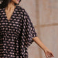 trueBrowns Black Elephant Bagru Print Cotton Kaftan Co-Ord Set - Swadesiicart