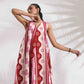trueBrowns Pink Cotton Abstract Print Dress | Swadesiicart