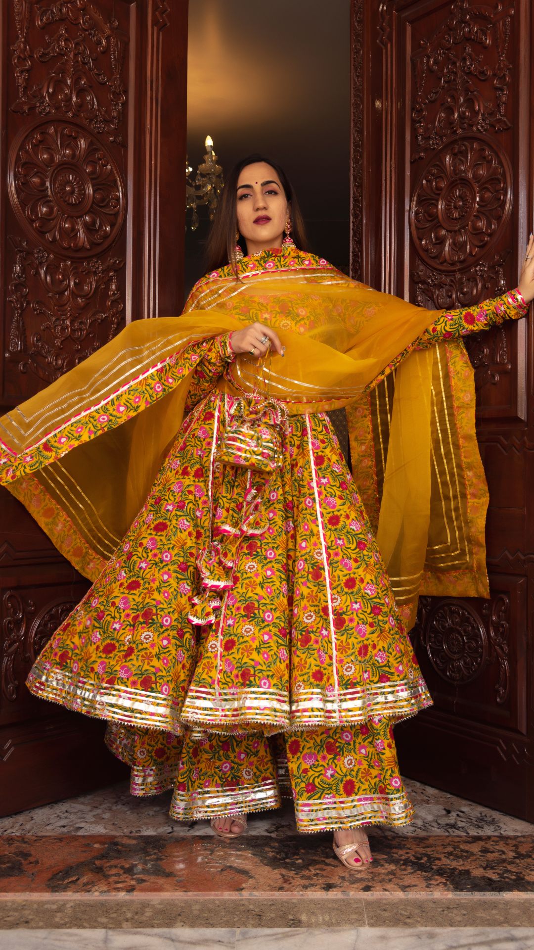 Pomcha Jaipur Mastani Cotton Anarkali Plazo Set | Swadesiicart