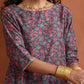 trueBrowns Purple Print A-line Kurta Set | Swadesiicart